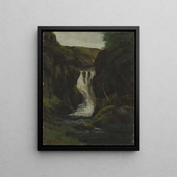 La Cascade - Gustave Courbet — framed artwork on a wall