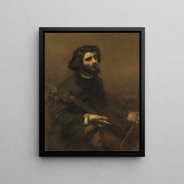 Self-portrait of the cellist - Gustave Courbet — framed artwork on a wall