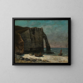 La falaise à Étretat - Gustave Courbet — framed artwork on a wall