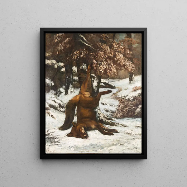 The Dead Fox - Gustave Courbet — framed artwork on a wall