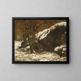 The Deer - Gustave Courbet — framed artwork on a wall
