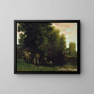 Le Bord de la piscine - Gustave Courbet — framed artwork on a wall