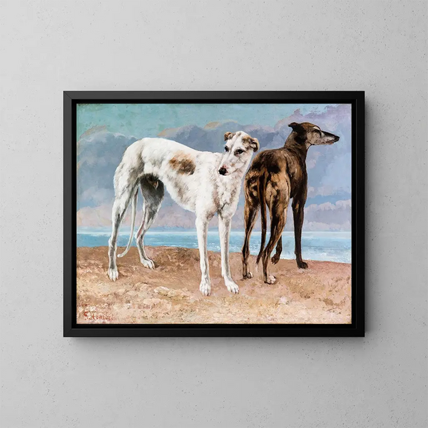 Les lévriers du comte de Choiseul - Gustave Courbet — framed artwork on a wall