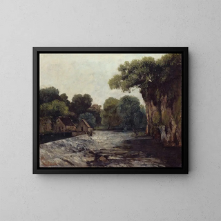 The spillway at the mill - Gustave Courbet — framed artwork on a wall
