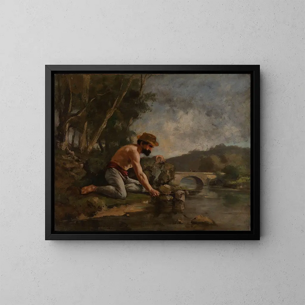 The Fisherman - Gustave Courbet — framed artwork on a wall