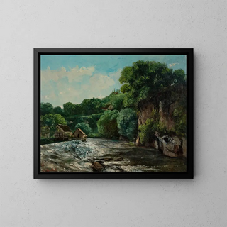 a dam near Ornans or The Lock of the Loue - Gustave Courbet — framed artwork on a wall