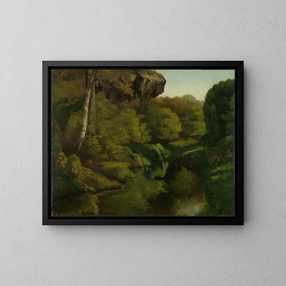View in the Fontainebleau Forest - Gustave Courbet — framed artwork on a wall