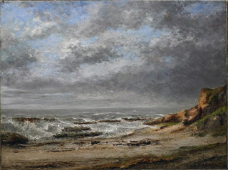 View of a Rough Sea Near a Cliff - Gustave Courbet — artwork view