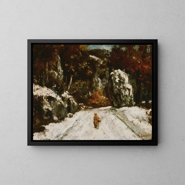 Winter in the Jura - Gustave Courbet — framed artwork on a wall