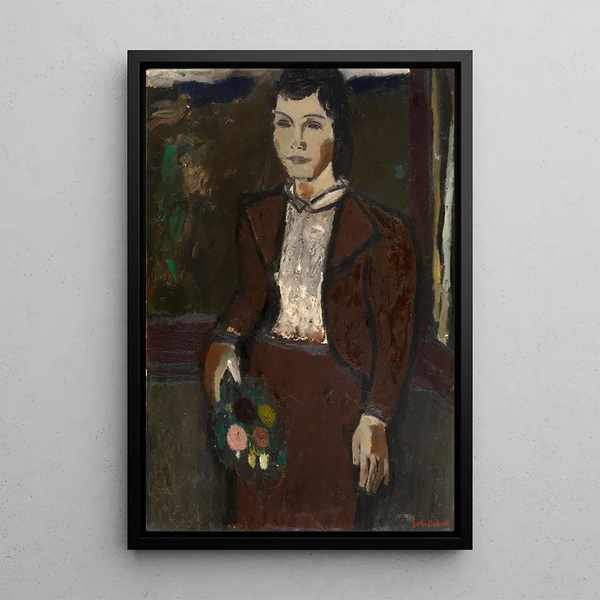 Girl with a Bouquet - Gustave De Smet — framed artwork on a wall