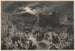 a Crucifixion scene in a dark, stormy city with crowds and Roman soldiers surrounding two men - Gustave Doré — artwork view