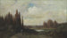 Landscape painting with a rider near a pond - Gustave Doré — artwork view