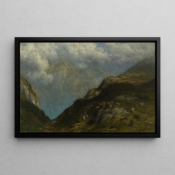 Mountain Landscape Painting - Gustave Doré — framed artwork on a wall