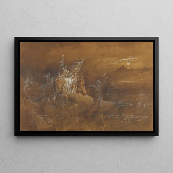 Les ombres des soldats français du passé exhortent l'armée à la victoire sur le Rhin - Gustave Doré — framed artwork on a wall