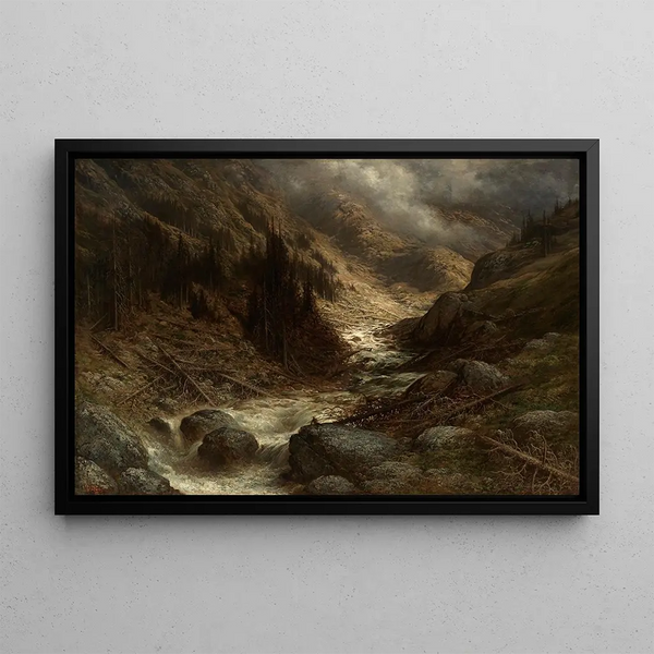 A Torrent in the Engadine - Gustave Doré — framed artwork on a wall