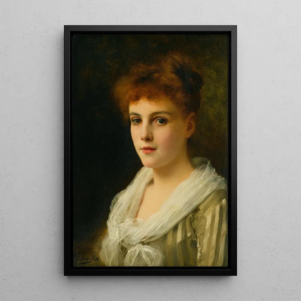 A beauty with auburn hair - Gustave Jean Jacquet — framed artwork on a wall
