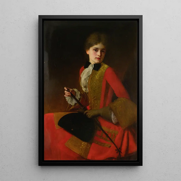 Young girl in riding outfit - Gustave Jean Jacquet — framed artwork on a wall