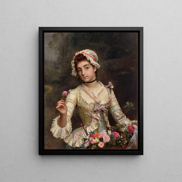 La bouquetière - Gustave Jean Jacquet — framed artwork on a wall