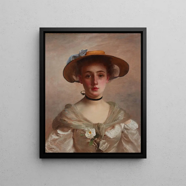 Portrait of a Young Woman - Gustave Jean Jacquet — framed artwork on a wall