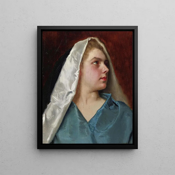 Woman with Coat - Gustave Jean Jacquet — framed artwork on a wall