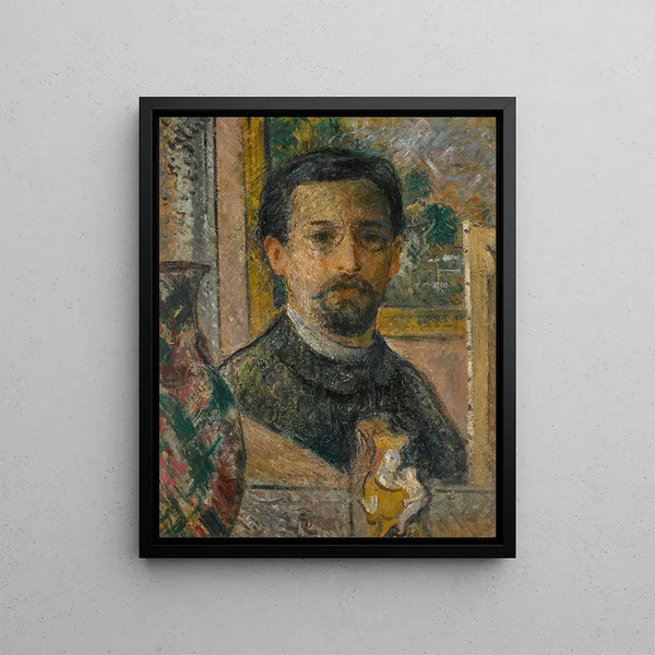 Self-portrait with statuette - Gustave Loiseau — framed artwork on a wall