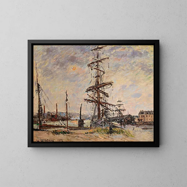 Bateaux au quai au Havre - Gustave Loiseau — framed artwork on a wall