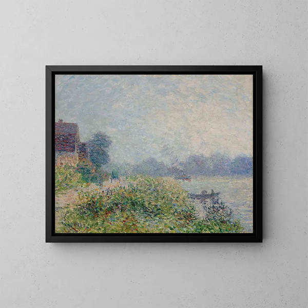 Riverbank Painting - Gustave Loiseau — framed artwork on a wall