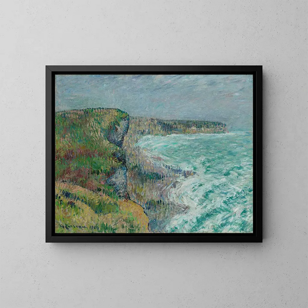 Cliffs of Yport in winter - Gustave Loiseau — framed artwork on a wall