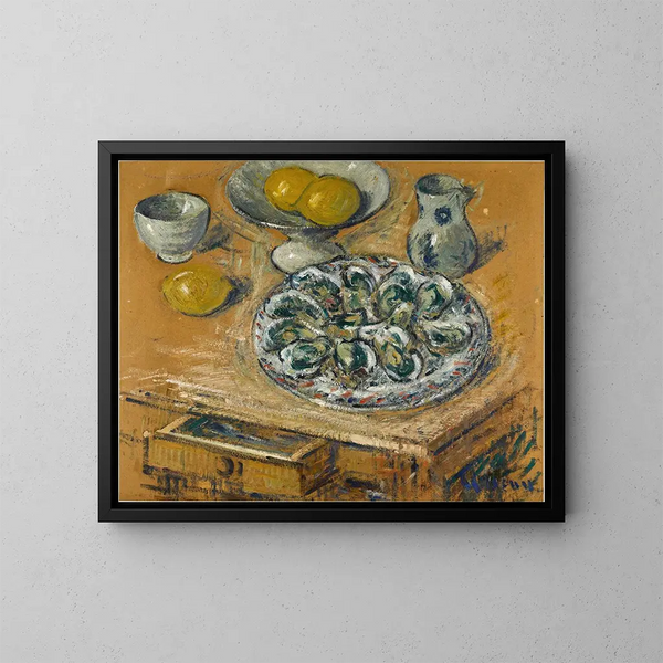 Oysters and Lemons - Gustave Loiseau — framed artwork on a wall
