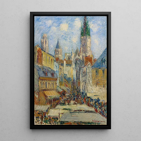 La Place de la Basse Vieille Tour et le Marché de la Place Rue de l'Épicerie - Gustave Loiseau — framed artwork on a wall