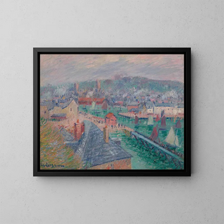 The Port of Fécamp, Normandy - Gustave Loiseau — framed artwork on a wall