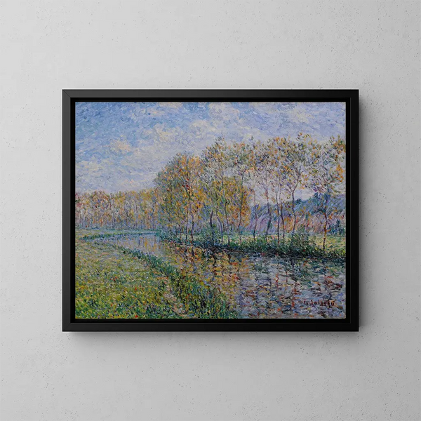 Les Rives de l'Eure le matin à Saint-Cyr-du-Vaudreuil - Gustave Loiseau — framed artwork on a wall