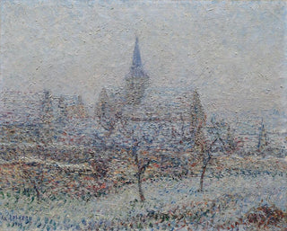L Church of Bennecourt, snow effect - Gustave Loiseau — artwork view