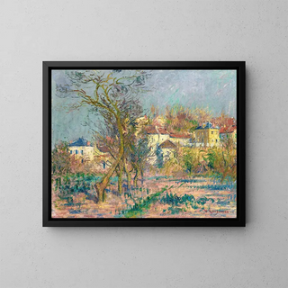 L'Hermitage Painting, flowering plum trees - Gustave Loiseau — framed artwork on a wall