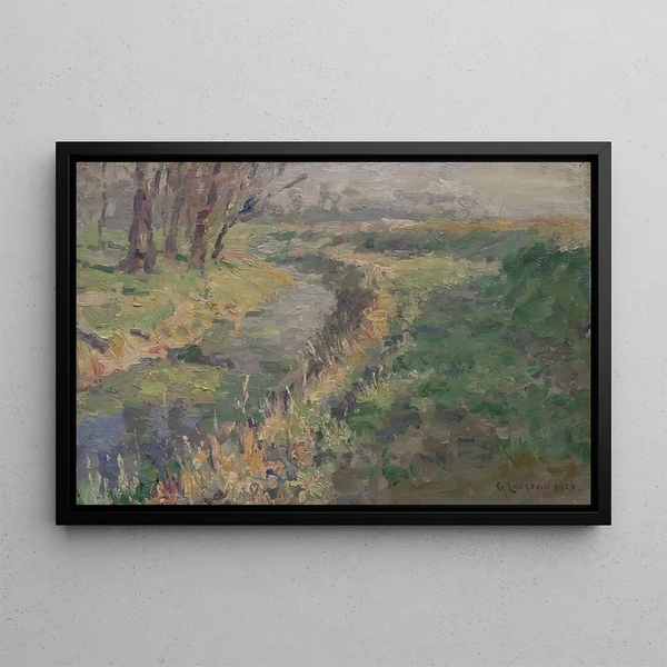 Landscape stream in the countryside - Gustave Loiseau — framed artwork on a wall