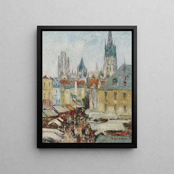 Rue de l'Épicerie, Rouen - Gustave Loiseau — framed artwork on a wall