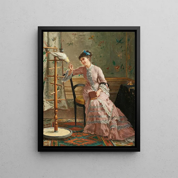 a Cockatoo - Gustave Léonard de Jonghe — framed artwork on a wall