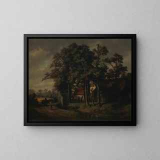 Farm in Merksem - Gustave Louis Marie Piron — framed artwork on a wall