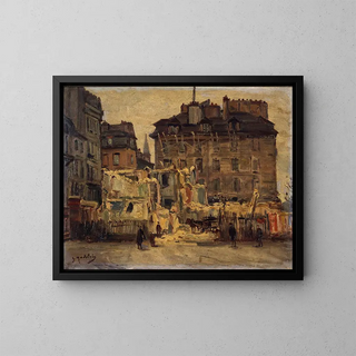 Demolition of the Hôtel-de-Ville street, corner of Nonnains d'Hyres street - Gustave Madelain — framed artwork on a wall
