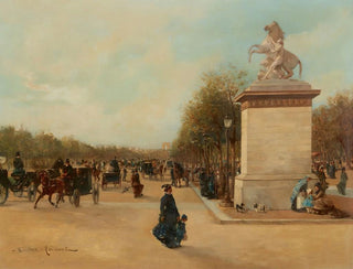 Les Champs-Élysées with the Tuileries and the Arc de Triomphe in the distance - Gustave Maincent — artwork view