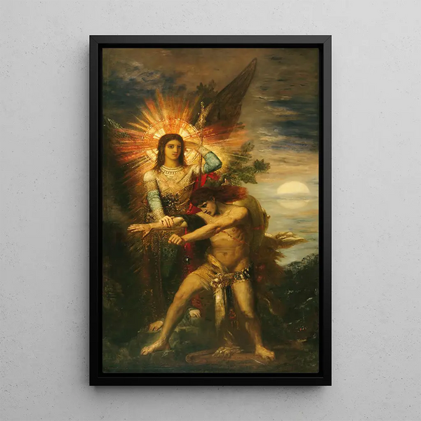 Jacob and the Angel - Gustave Moreau — framed artwork on a wall