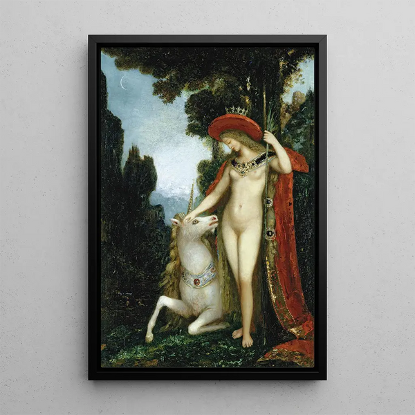 The Unicorn - Gustave Moreau — framed artwork on a wall