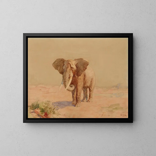 Elephant Painting - Gustave Surand — framed artwork on a wall