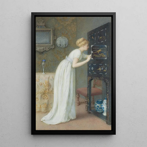 The lacquered cabinet - Gustavus Arthur Bouvier — framed artwork on a wall