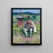Highlander painting with a bandura on a landscape background - Gustav Pillati — framed artwork on a wall
