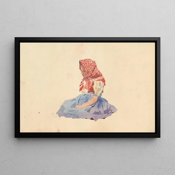 Young girl sitting - Gustav Mahler — framed artwork on a wall