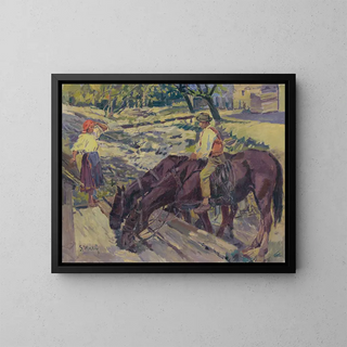 Horse watering - Gustav Mahler — framed artwork on a wall