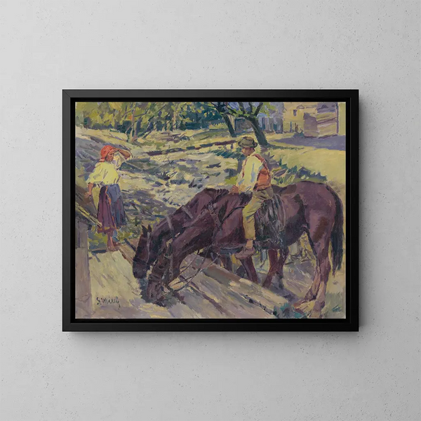 Horse watering - Gustav Mahler — framed artwork on a wall