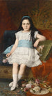 Portrait of a girl in a white dress with a blue belt - György Vastagh — artwork view