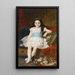 Portrait of a girl in a white dress with a blue belt - György Vastagh — framed artwork on a wall